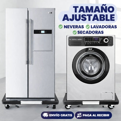 Base móvil ajustable con ruedas 360° para electrodomésticos pesados