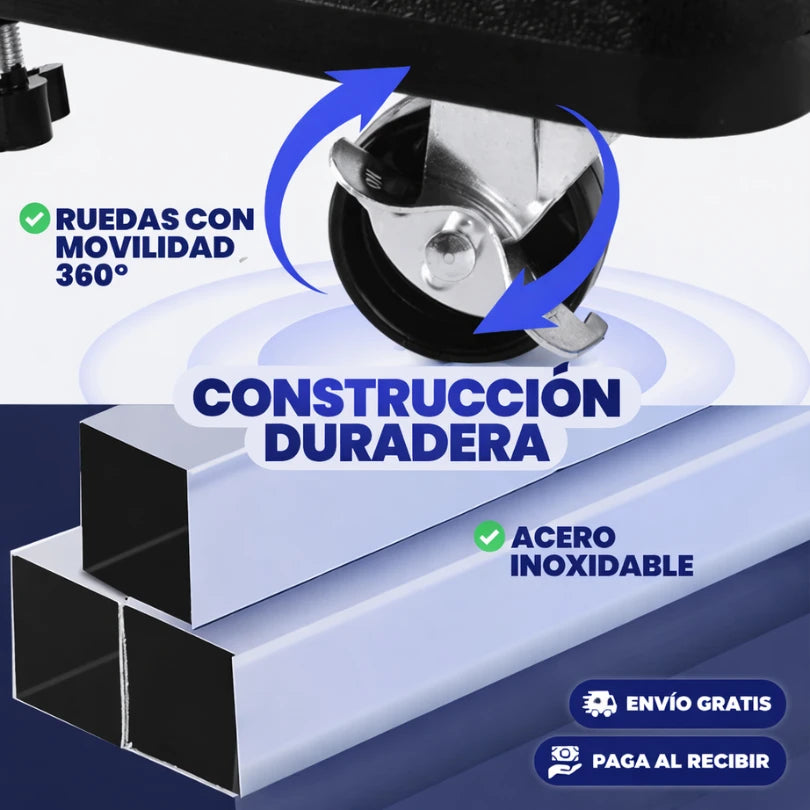 Base móvil ajustable con ruedas 360° para electrodomésticos pesados
