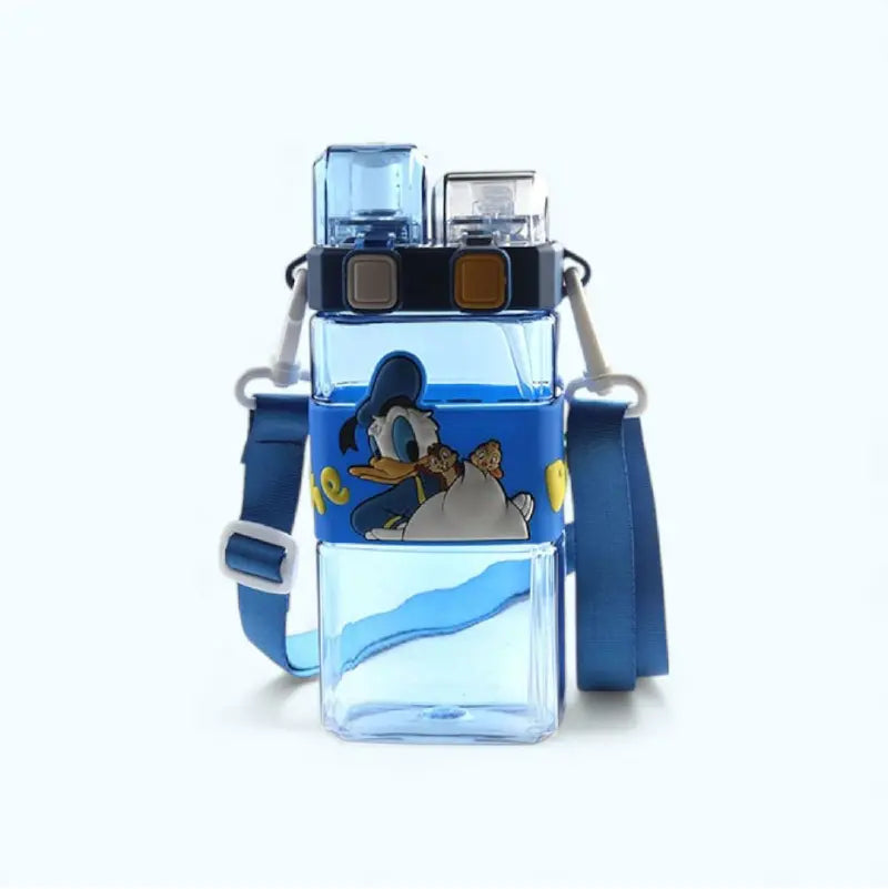 Disney & Kawaii Cartoon Square Bottle 500ml | Frozen | Pato Donald | Lotso Rosado | Termo Infantil con Correa – Doble Boquilla + Antiderrame 360°