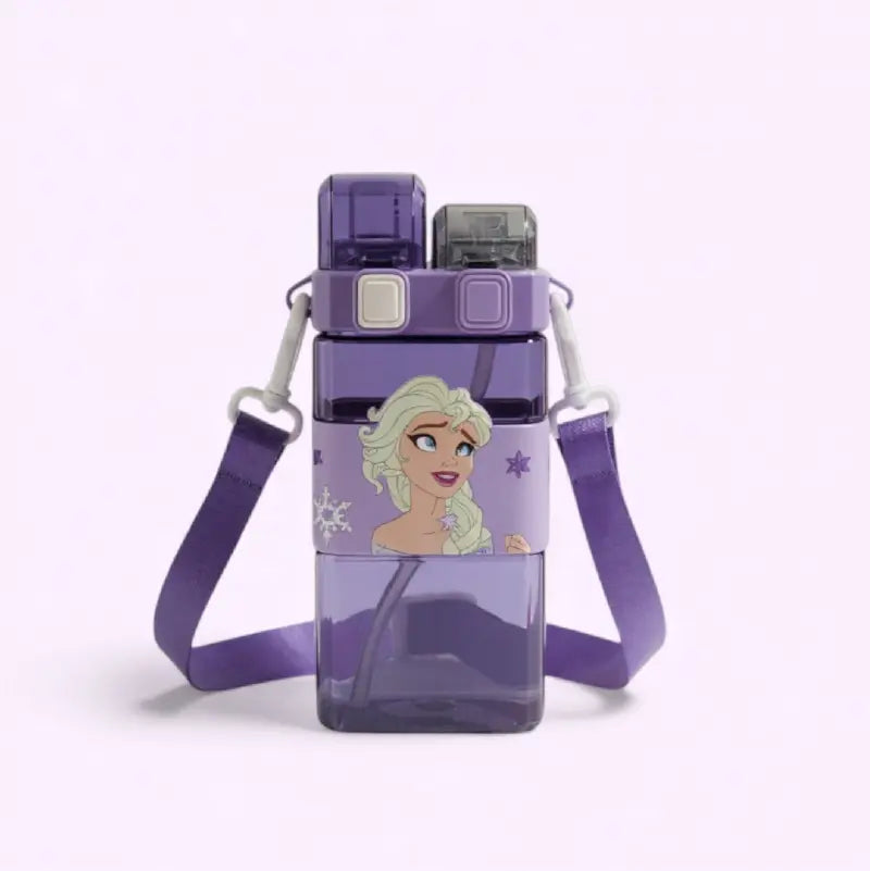 Disney & Kawaii Cartoon Square Bottle 500ml | Frozen | Pato Donald | Lotso Rosado | Termo Infantil con Correa – Doble Boquilla + Antiderrame 360°