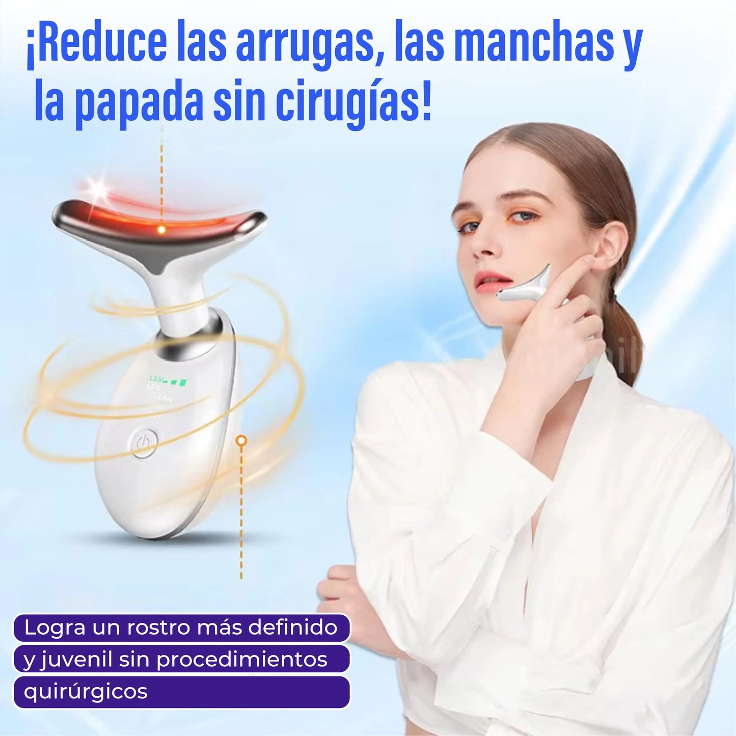 Masajeador Facial LED con Vibración - Rejuvenated Skin®