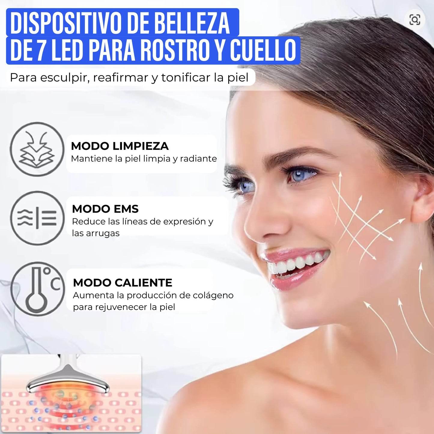 Masajeador Facial LED con Vibración - Rejuvenated Skin®