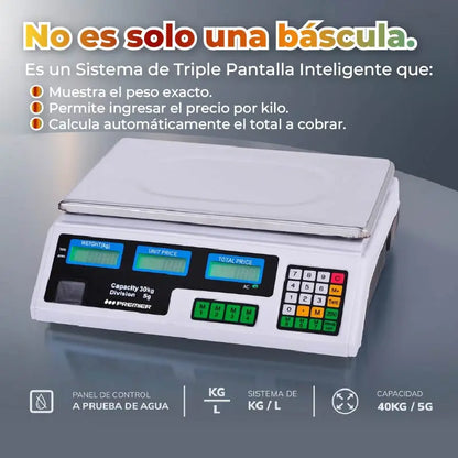 BÁSCULA DIGITAL de 40kg, pantalla de doble cara⚖️