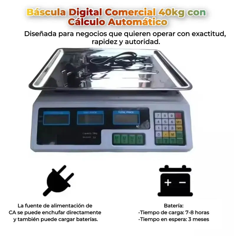 BÁSCULA DIGITAL de 40kg, pantalla de doble cara⚖️