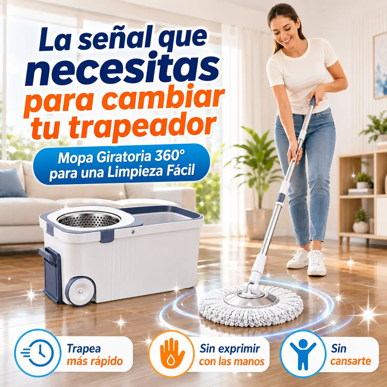 Mopa Giratoria 360° con Balde Escurridor