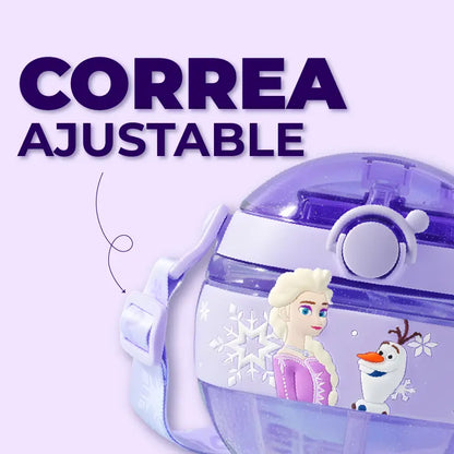 Cantimplora Infantil Disney Frozen 500ml | Antiderrame + Correa Ajustable 💜