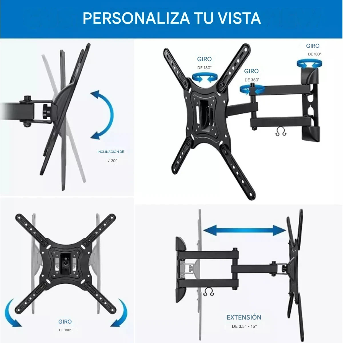 Soporte de pared movible para TV 32” a 55”